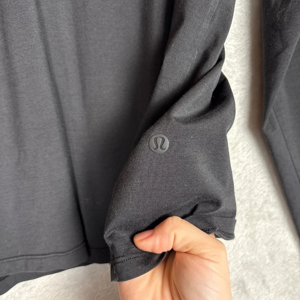 Lululemon The Fundamental Long Sleeve Henley Black Mens Shirt LM3DSJS Athletic - Picture 4 of 5